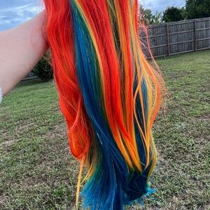 Webster Wigs – Limited Edition Rainbow Lace Front Wig with Tinsel Highlights